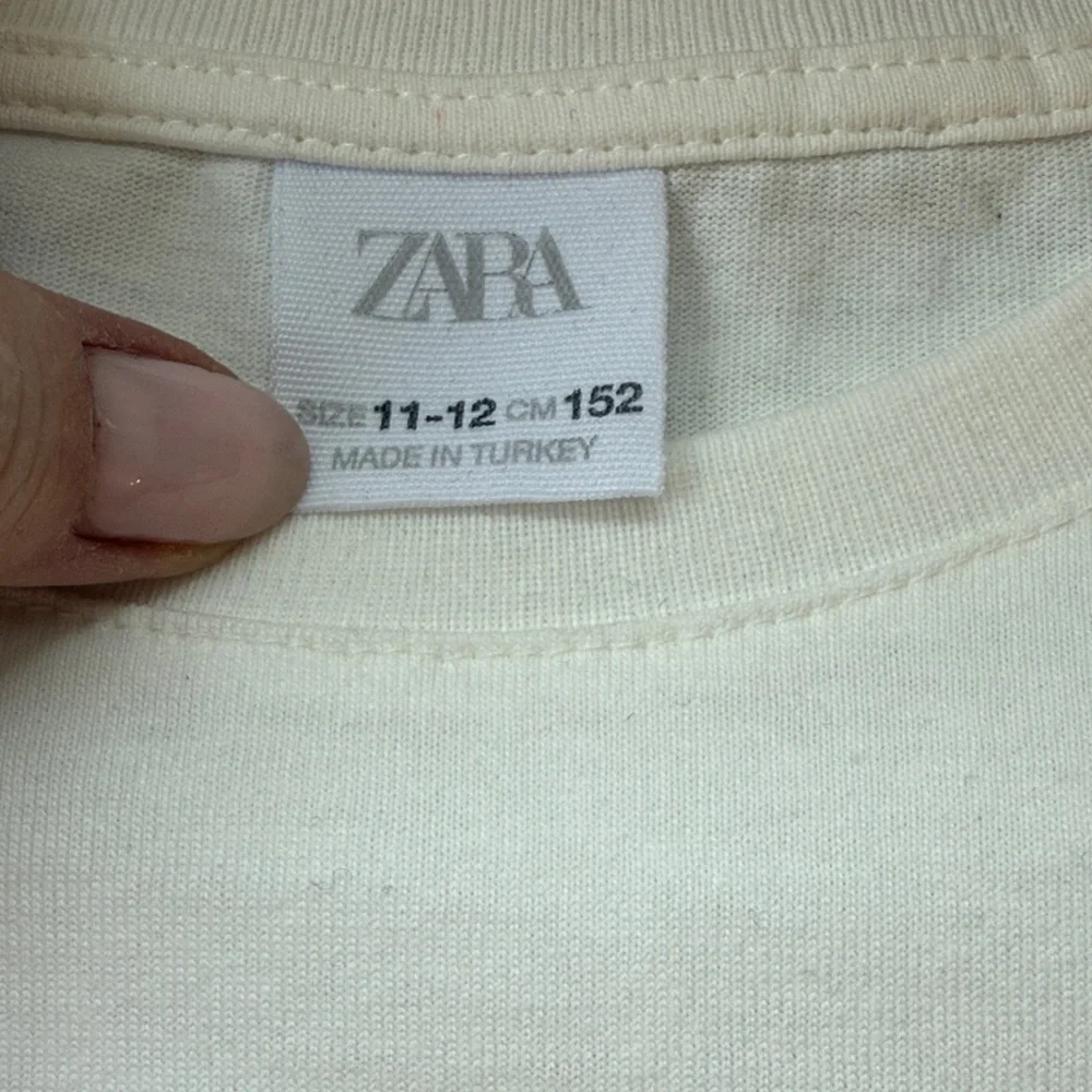 Zara White Tee with Pink, Orange, and Green Graphics - Picture 2 of 4